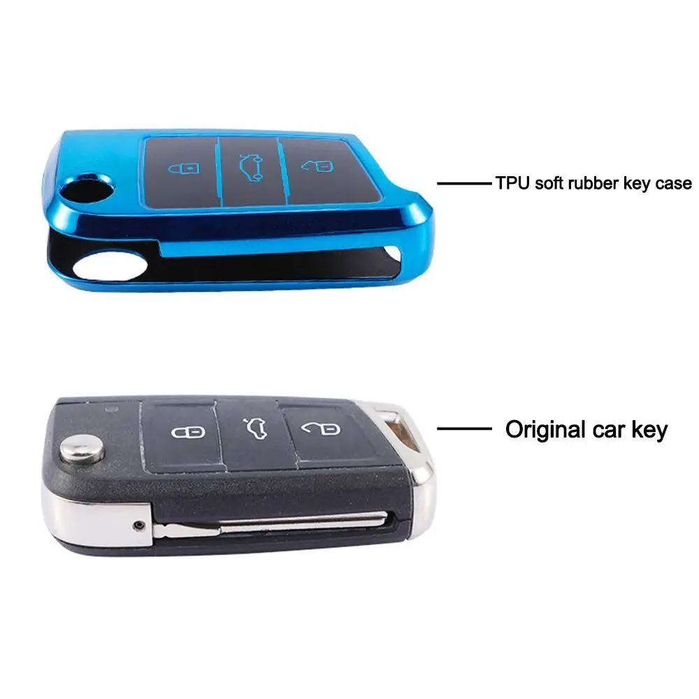حافظة حماية لمفتاح السيارة من البولي يوريثان لسيارة VW Volkswagen Golf 7 MK7 Tiguan MK2 لمقعد Ateca Leon FR 2 Ibiza Skoda Octavia A7