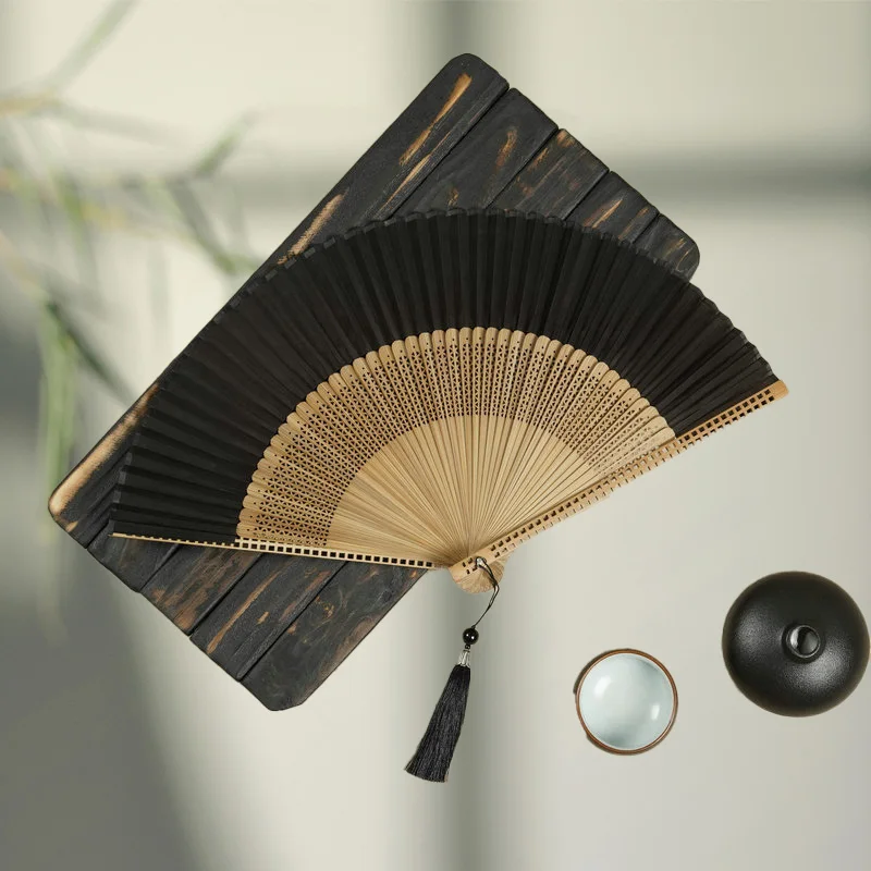 1PC Bamboo Silk Fan Women\'s Chinese Style Folding Fan Summer Fan Fengliu Su Crafts Family Ornaments Folding Fan