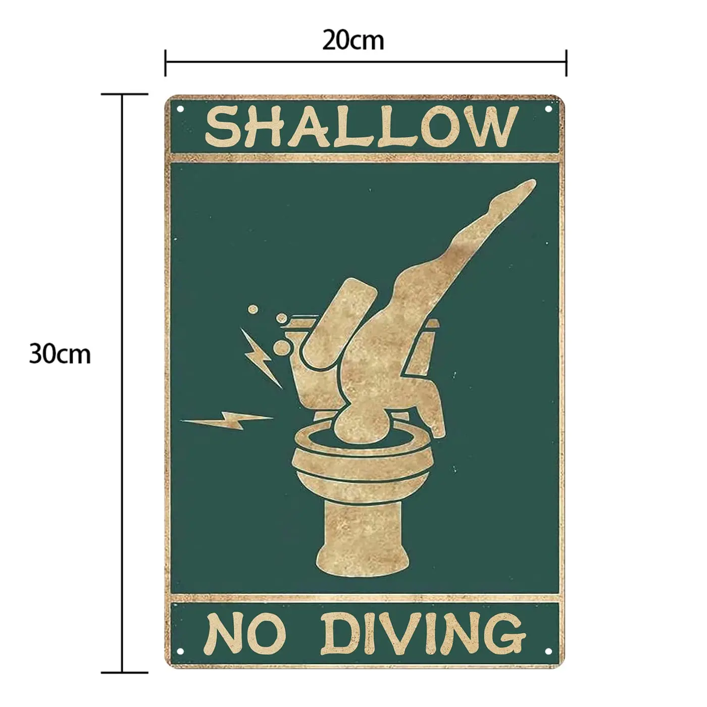 Funny Metal Tin Sign Shallow No Diving Printing Poster Entertainment Pub Bar Man Cave Club Decoration Bathroom Toilet Home Art W