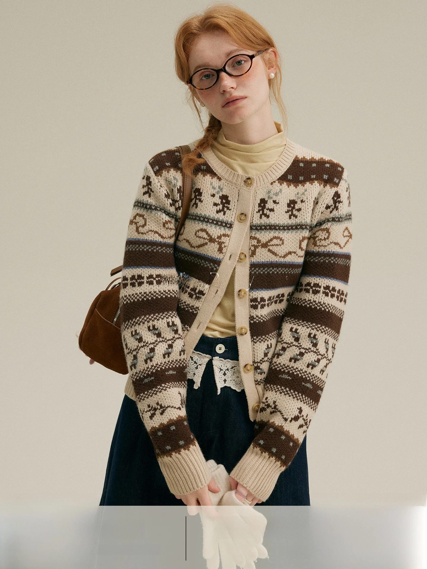 

Вязаный шерстяной кардиган Rina Berry в винтажном стиле, многослойный, с круглым вырезом, на пуговицах, мягкий, с длинными рукавами, женская модная осенняя модель