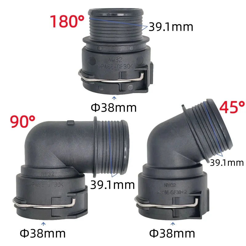 NW32 Internal diameter about 38mm lastic black cooling auto fastner water pipe connector for 39mm warm air duct connector 1pcs