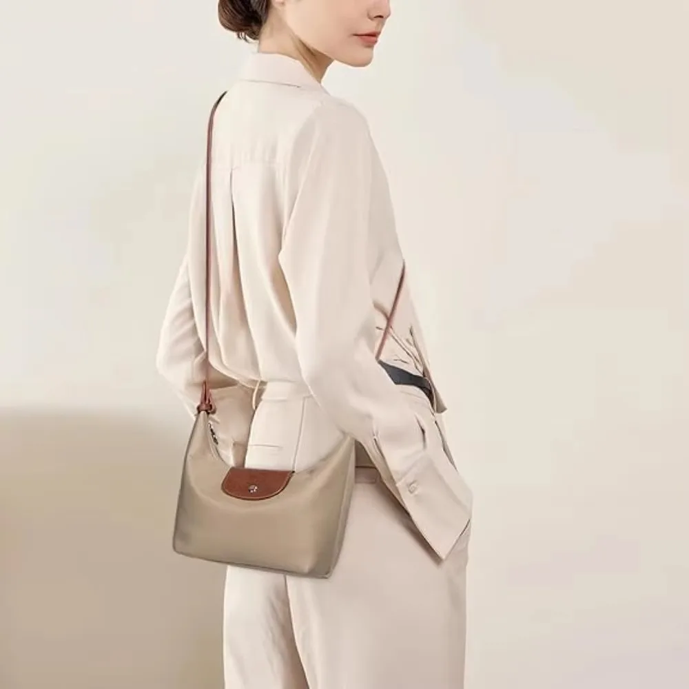 Waterproof Nylon Crossbody Bag for Women with Two Detachable Straps Versatile Fashionable Dumpling Handbag Tote