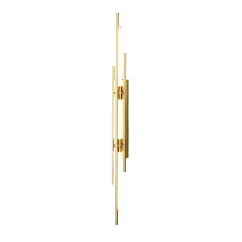 

Living Room Grille TV Background Wall Lamp Corridor Staircase Bedroom Brass All Cpper Light Luxury Minimalist Long Wall Lamp