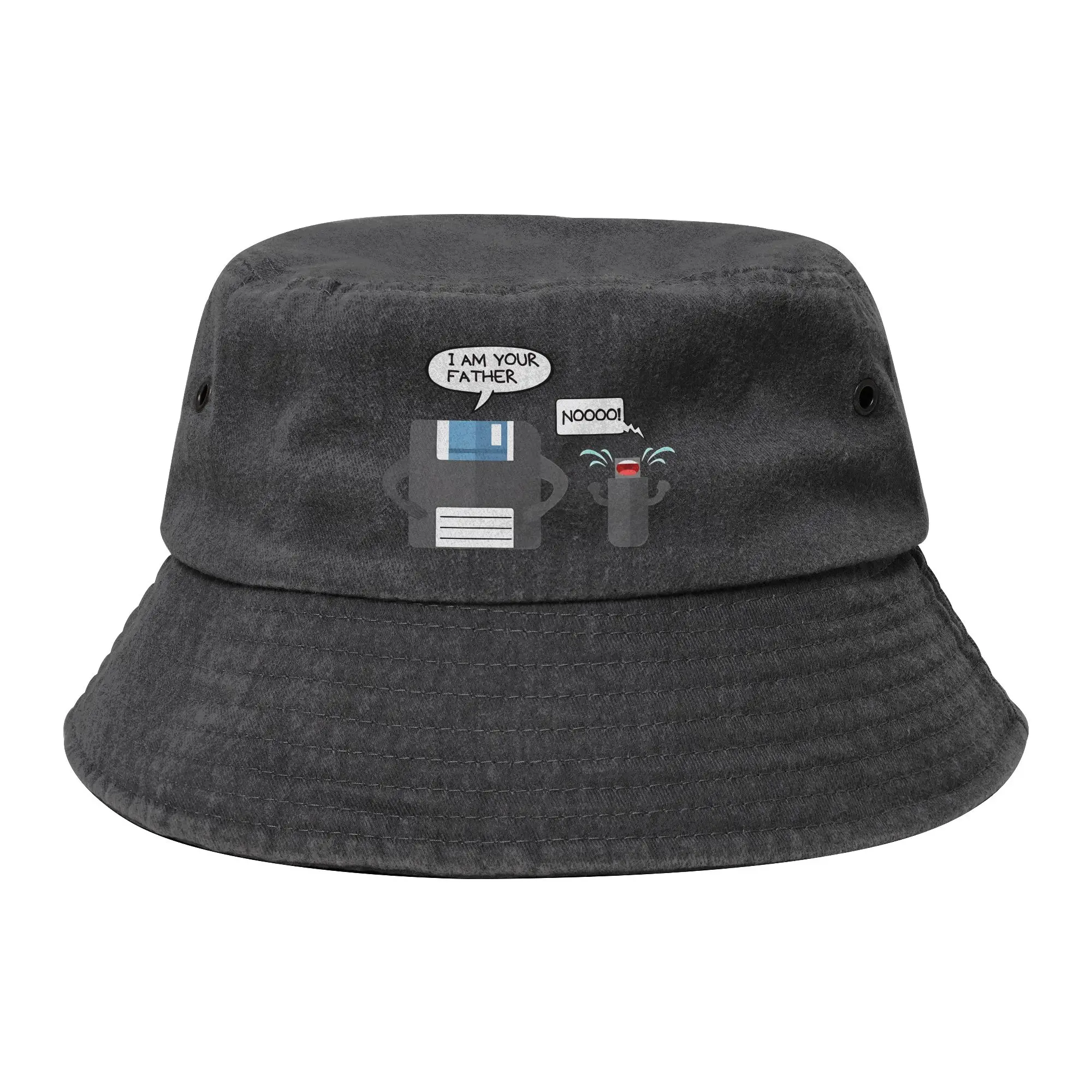 Men Women Distressed Washed Bucket Hat I Am Your Father Floppy Disk USB Beach Hatwear Hiking Fishing Cap  Bob Dropshipping