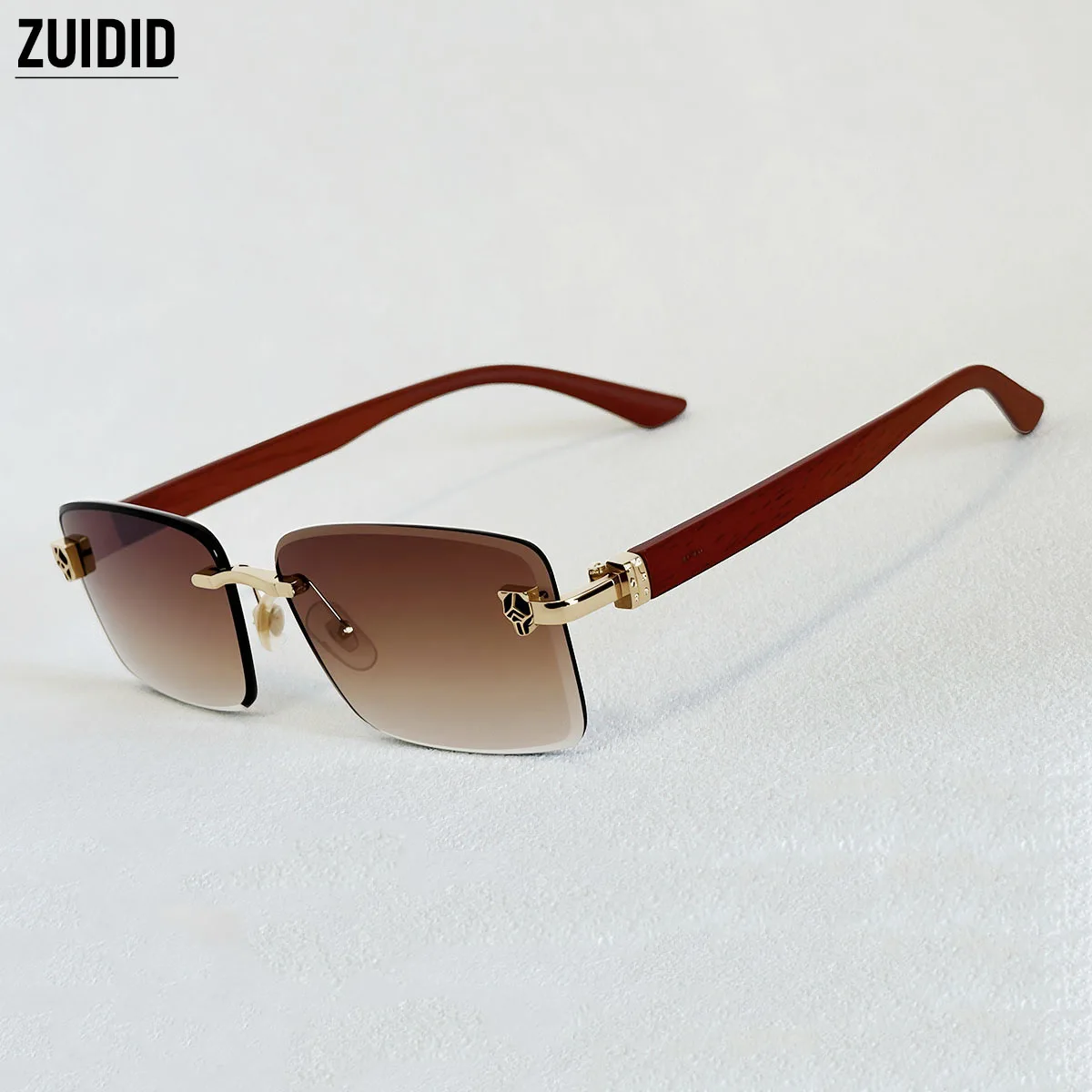 Wooden Sunglass Men New 2026 Square Rimless Sunglasses Women Luxury UV400 Protection Fashion Glasses Gafas De Sol Hombre Lunette