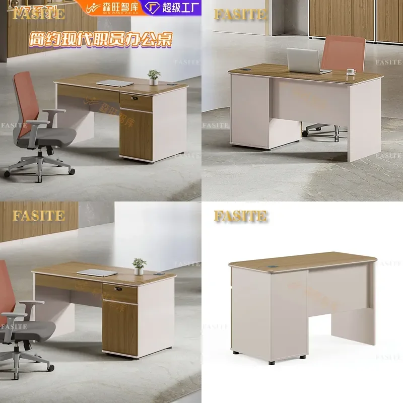 For Home Office Modern Single Person Computer Desk with Storage Cabinet Practical Workstation Compact Design Space Saving