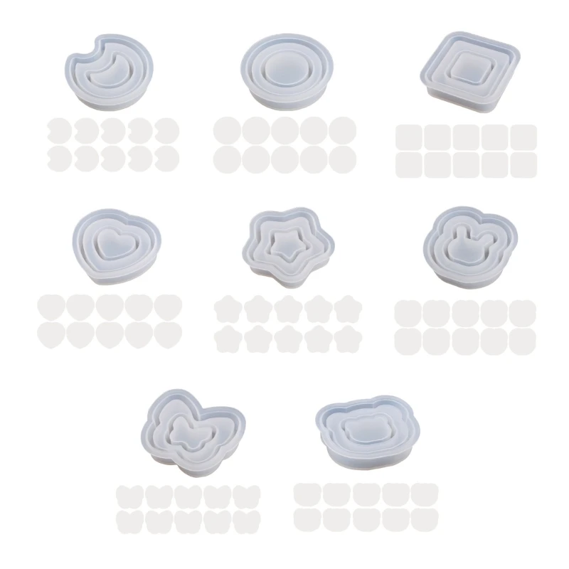 Resin Shaker Molds Set with 10 Seal Films Moon Star Bear Silicone Mold Keychain Necklace Pendant Epoxy Mold DIY
