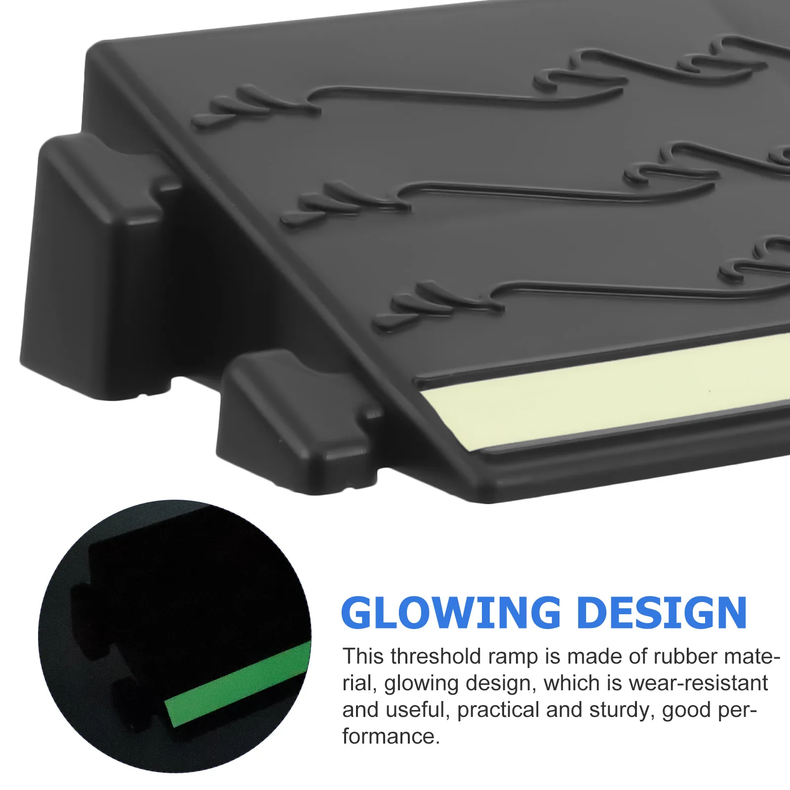 

Glow in The Dark Threshold Ramp Pad 30x4.5 Black Night Light Slope Strip Durable Plastic Rubber Material Easy Passage Home Steps