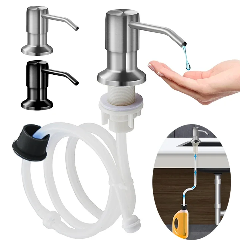 

Stainless Steel Soap Dispenser Extension Tube Kit Kitchen Sink Liquid Soap Dispenser Bathroom Lotion Detergent Hand Press Pumps