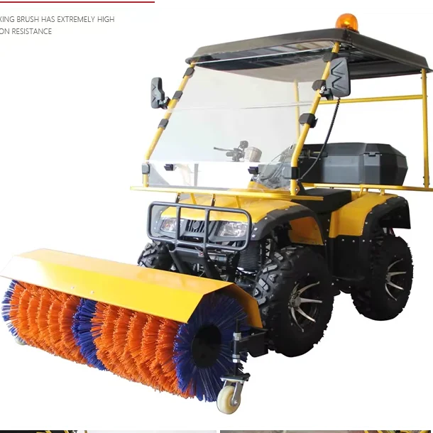 Property Snow Sweeper 4x4 Utility with Warning Lights, Front Brush Blower for Community Road