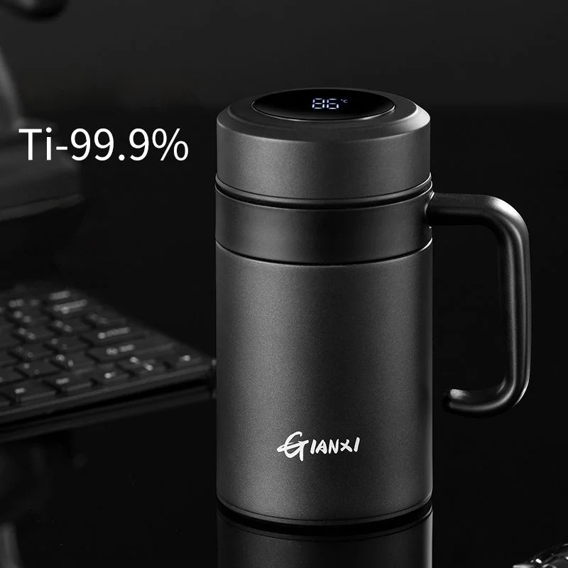 GIANXI Pure Titanium Thermos Cup Tea Cup Tea Separation Cup With Handle Large Capacity men\'s Business Office Water Cup