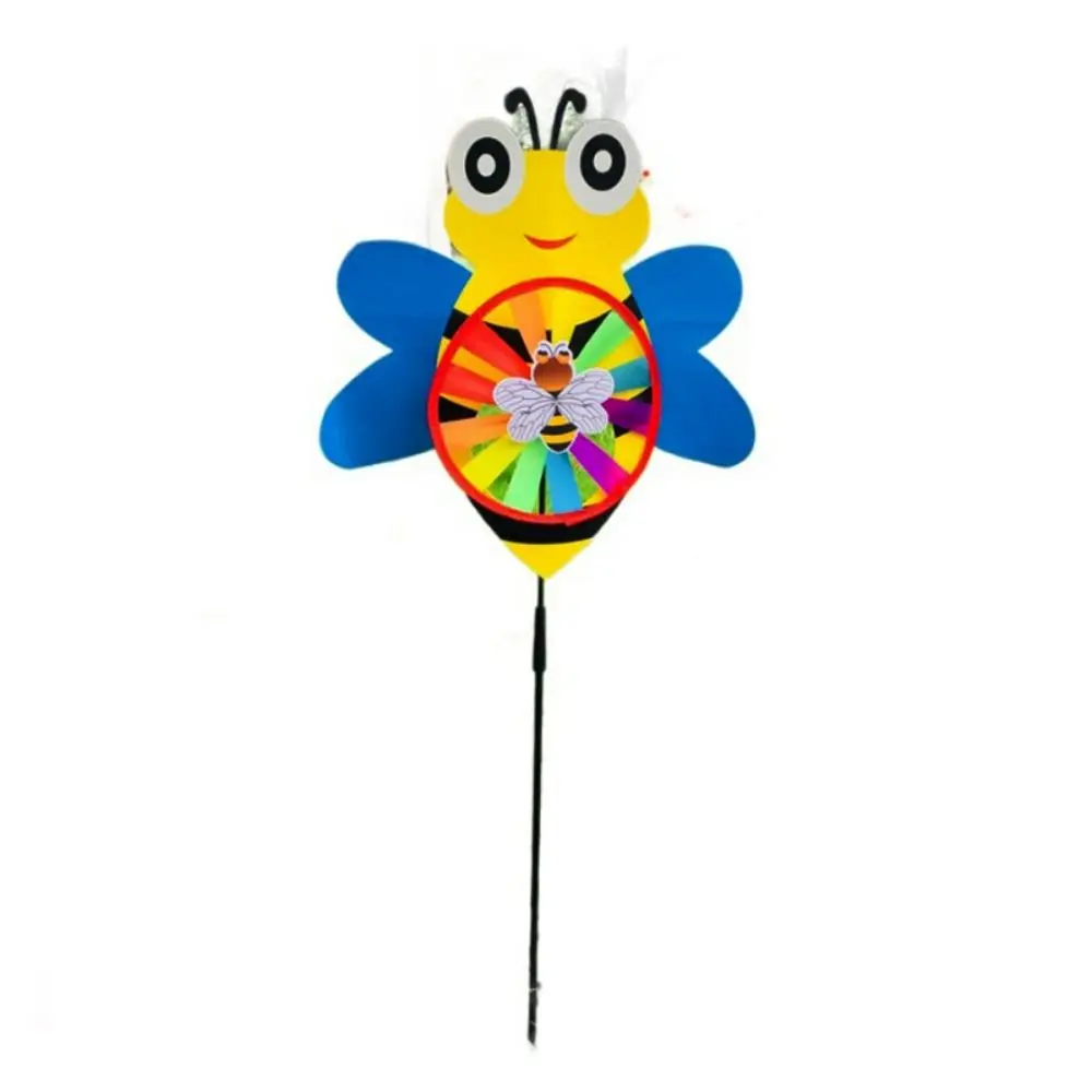Molino de viento con tallo de cristal de mariposa sellado multiestilos, escarabajo de dibujos animados, pato amarillo, molino de viento colorido de PVC, diámetro de 45cm, colorido