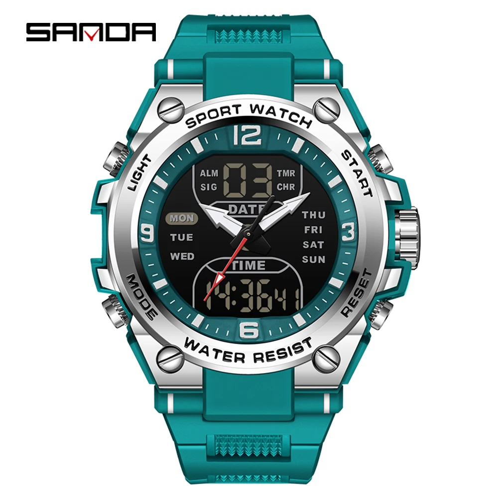 SANDA SD6252 Student  Watch For Outdoor Sports Multifunctional Waterproof Should Be LED Men's Electronic Clock