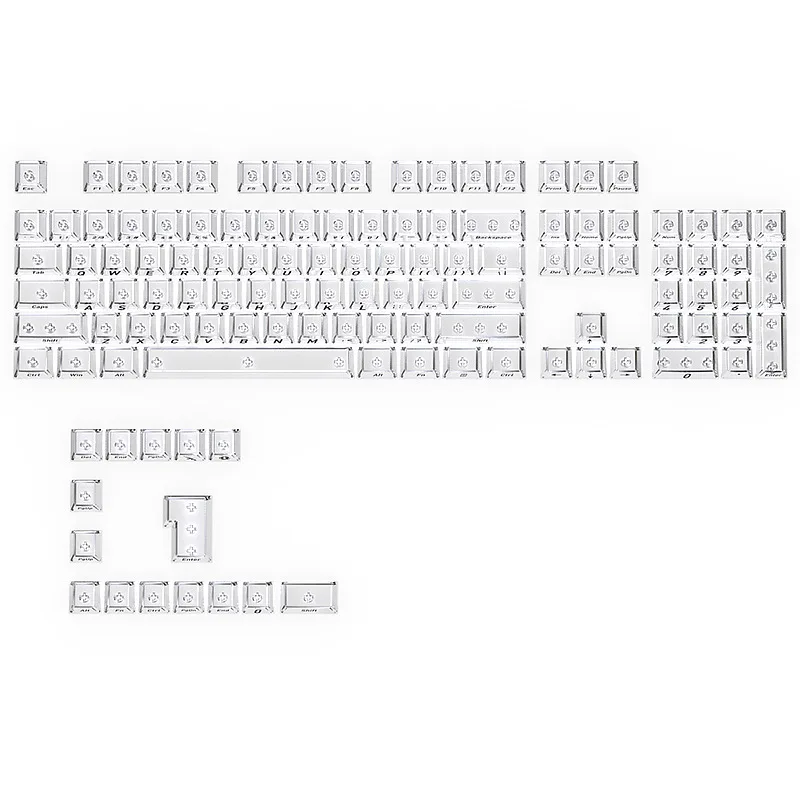 KUXM Keycaps - Frosted Transparent White 119 Keys Small Full Set Original Side-Engraved PC Semi-Transparent DIY No Bone Position