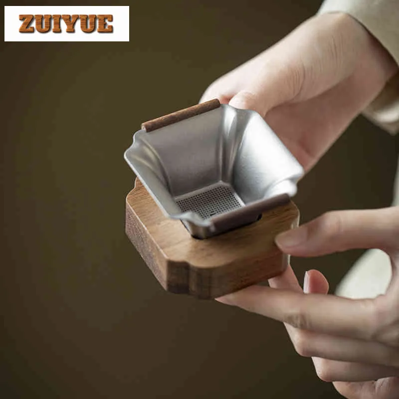 

Pure Titanium Square Tea Separator Infusor Two-piece Handmade Tea Strainer Dispenser Tea Maker Tea Filter Drinkware Collection