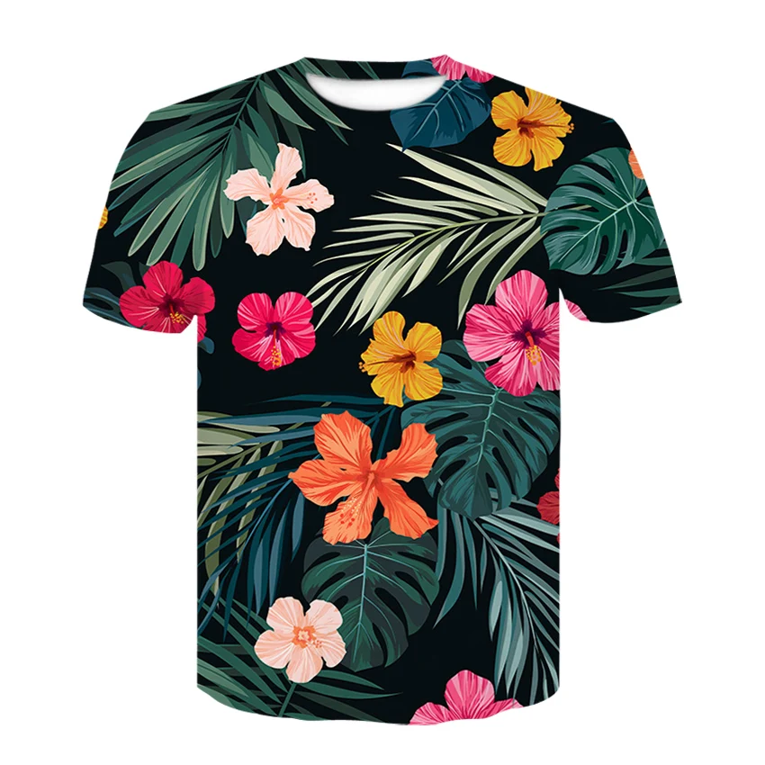 T Shirt Men Flower Tshirt Hip Hop Tee Red 3d Print T-shirt Cool Mens Clothing 2020 New Summer Casual Tops Streetwea