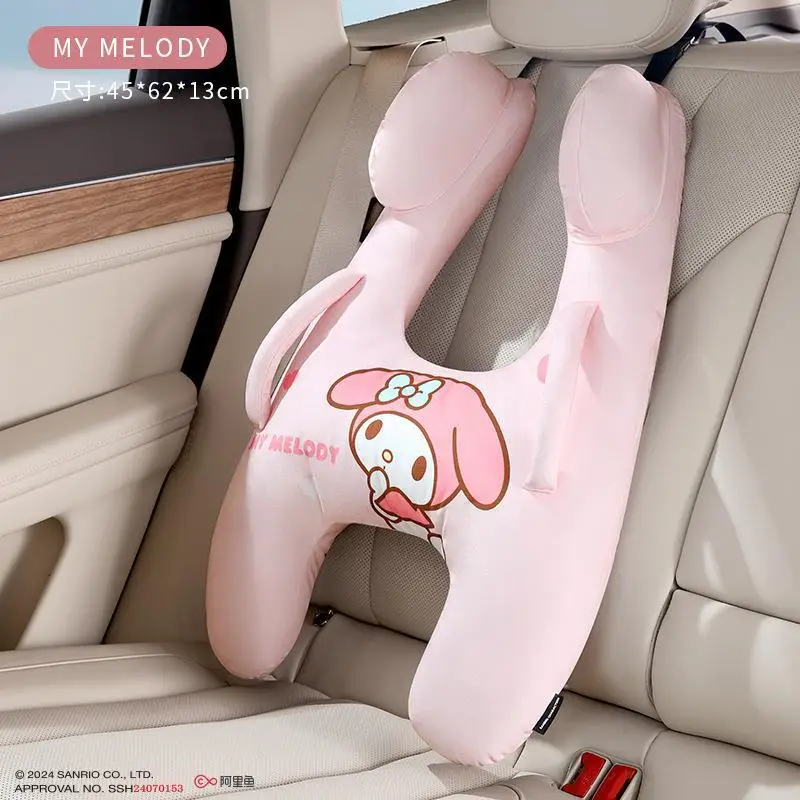 2024 Japanese Sanrio Car Pillow Pp Cotton H-Shaped Hellokitty Kuromi Melody Car Rear Seat Sleeping Pillow Four Seasons Universal