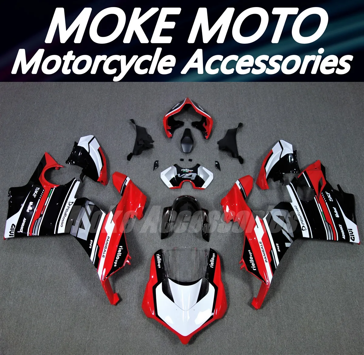 

Moke moto Fairings Kit Fit For Panigale v4 v4s 2018 2019 2020 Bodywork Set Abs High Quality Injection Red White Gray Black New