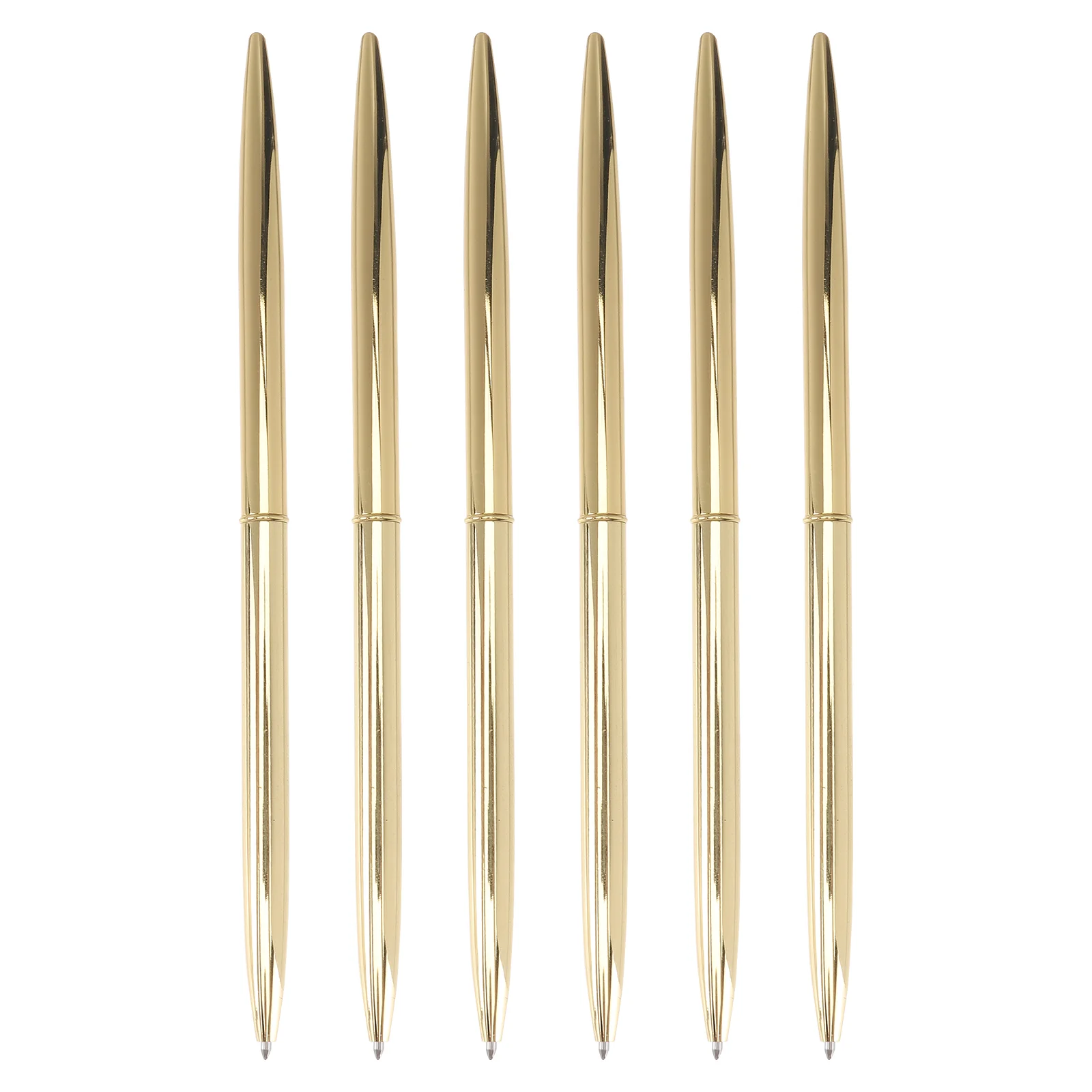 

6 Pcs Rotation Metal Business Ballpoint Pen Lightweight Metal Black Ink Pen for School Office Supplies Bank (Golden)