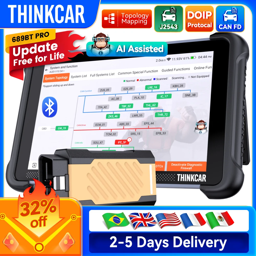 MUCAR BT200 MAX Auto OBD2 Scanner ELM327 CANFD Ferramenta bidirecional 15 Redefinir sistema completo Leitor de código de diagnóstico Atualização gratuita para a vida