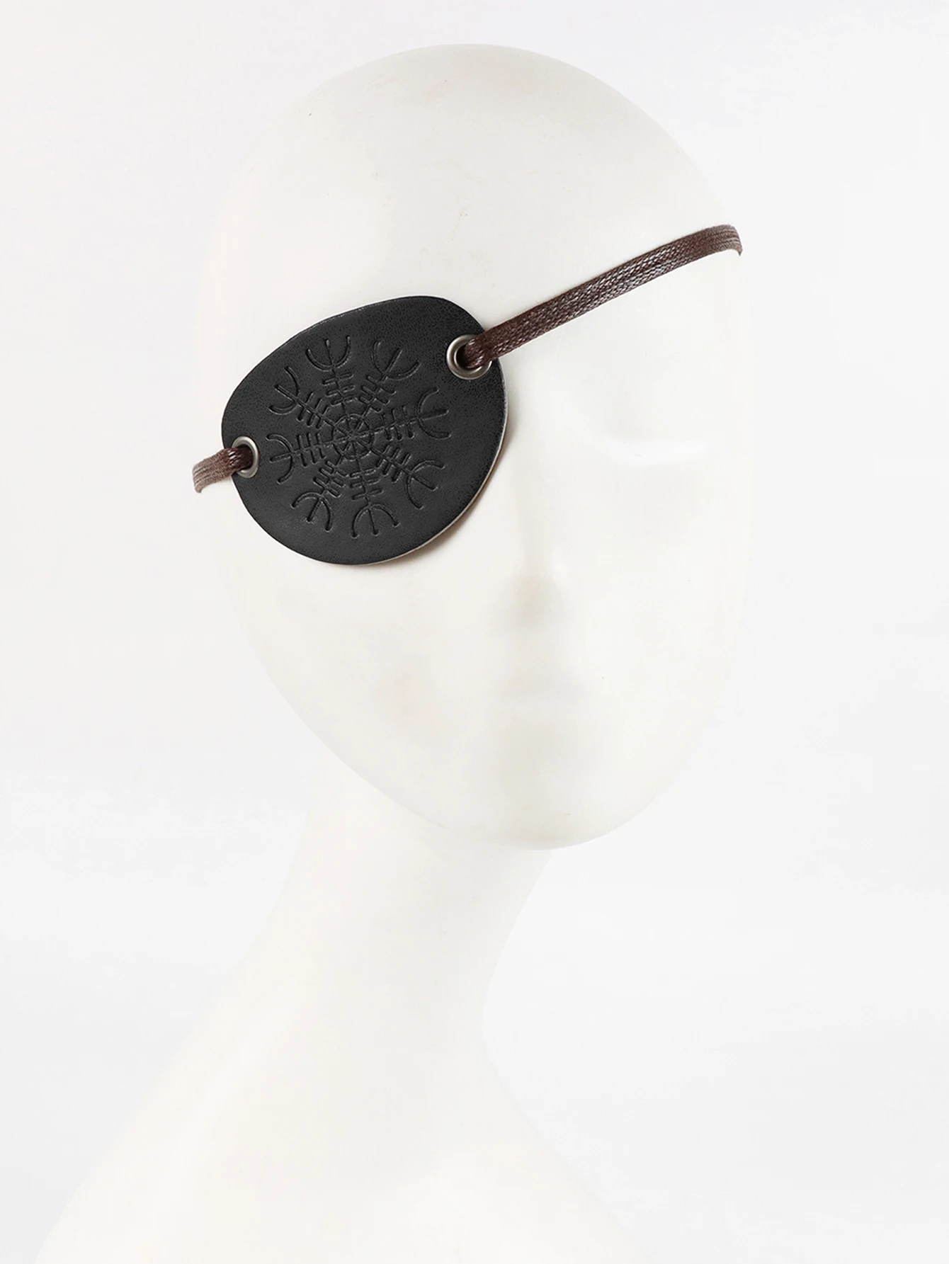 Medieval Steampunk Viking Knight Pirate Vintage Black Faux Leather Eye Patch Halloween Costume Accessories Cosplay Props