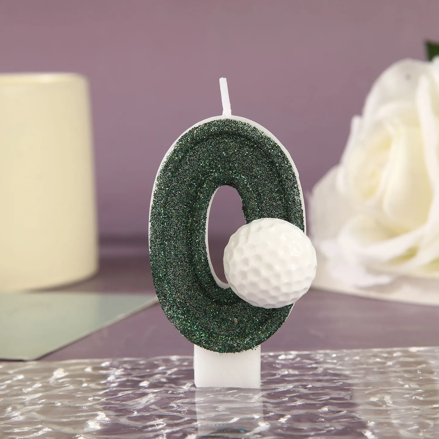 Dark Green Sequined Birthday Candles 0-9 White Golf Ball Number Candles Dessert Cake Plug-in Festive Party Atmosphere Decoration - view 6