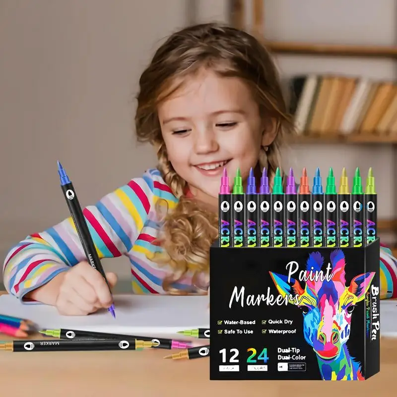 Marcadores de pintura de doble punta, marcadores para diario, marcadores de arte, bolígrafos para niños y adultos, marcadores para dibujar y dibujar para artistas