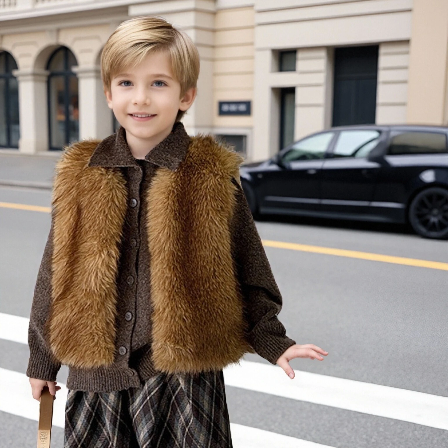 

Детский жилет из искусственного меха для подростков, плюшевая куртка для мальчиков и девочек, зимние универсальные модные жилеты, детские уличные теплые топы, уличная одежда