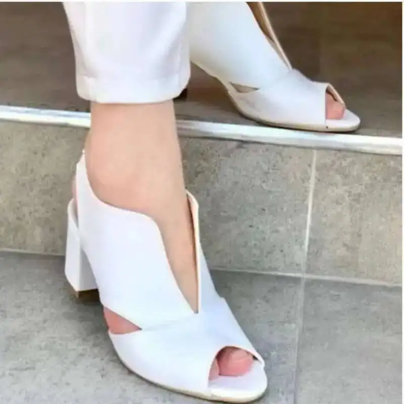 

Женские сандалии с открытым носком и открытой пяткой, 2022, офисные туфли цвета хаки на массивном каблуке для женщин