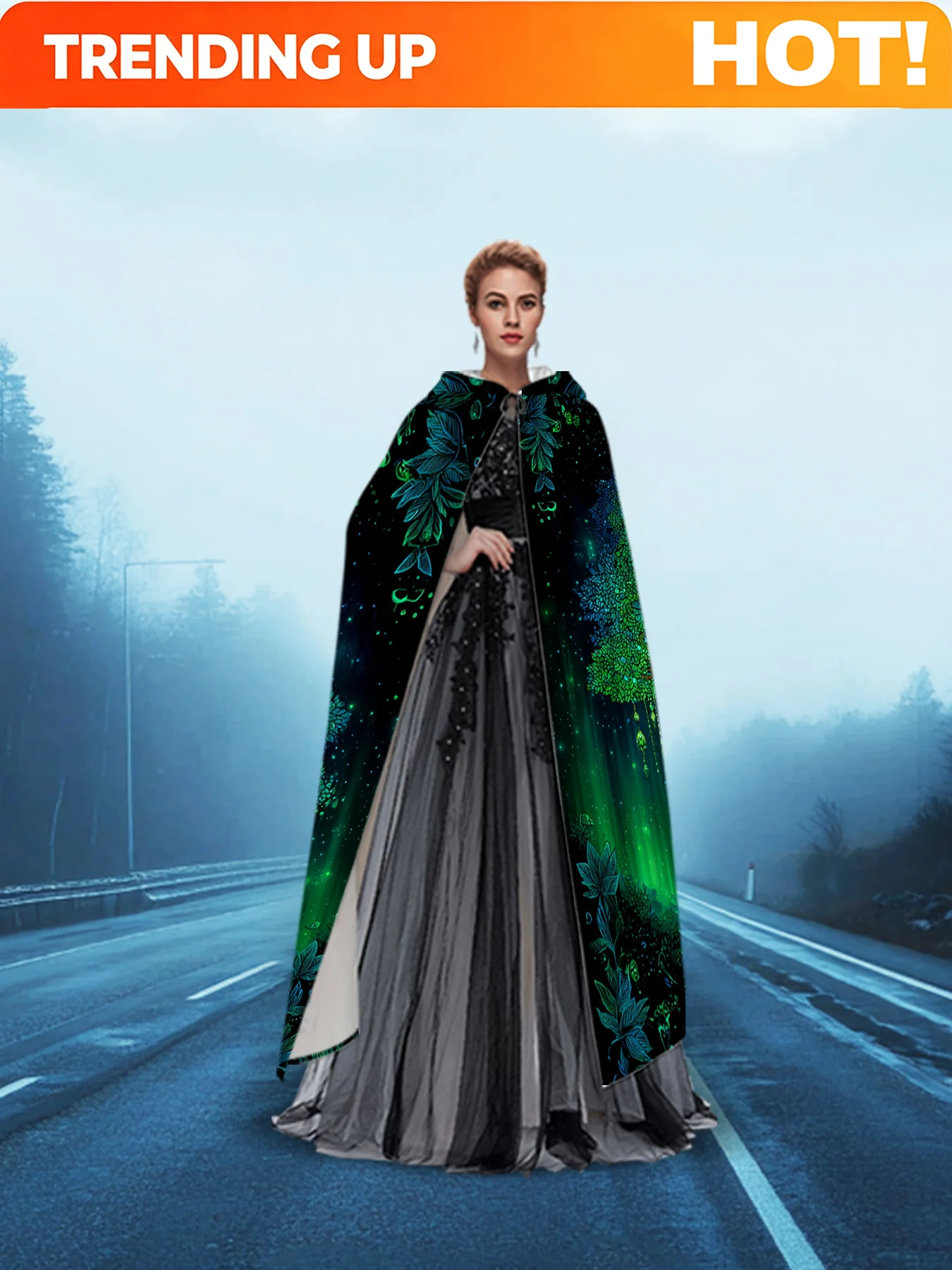 Customization Two-Dimensional Flat Robes, 1pc, Featuring A Magical Glowing Tree Scene Design With Hooded Capes, Suitable