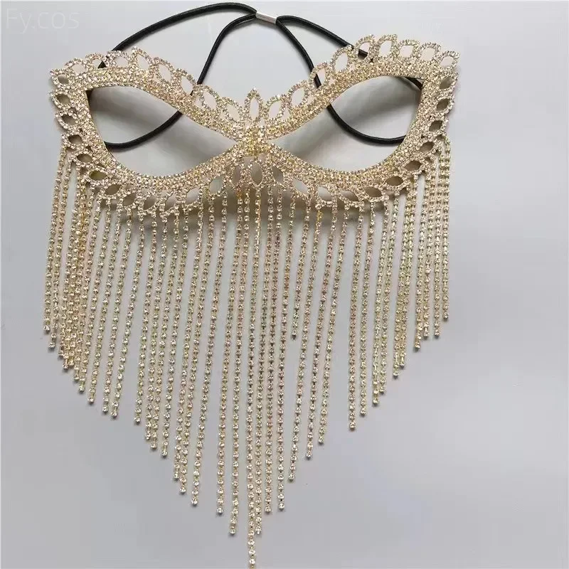 Chain With Rhinestones Nightclub Costume Eye Patches Jewelry Sexy Belly Dance Cosplay Decor Women Halloween Mask Disguise Gi MN3