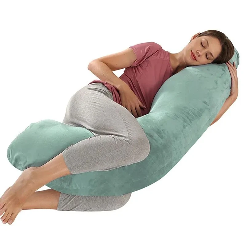 Almohada larga de felpa para mujeres embarazadas, ropa de cama de alta calidad, soporte para la cintura del vientre, protección especial para dormir