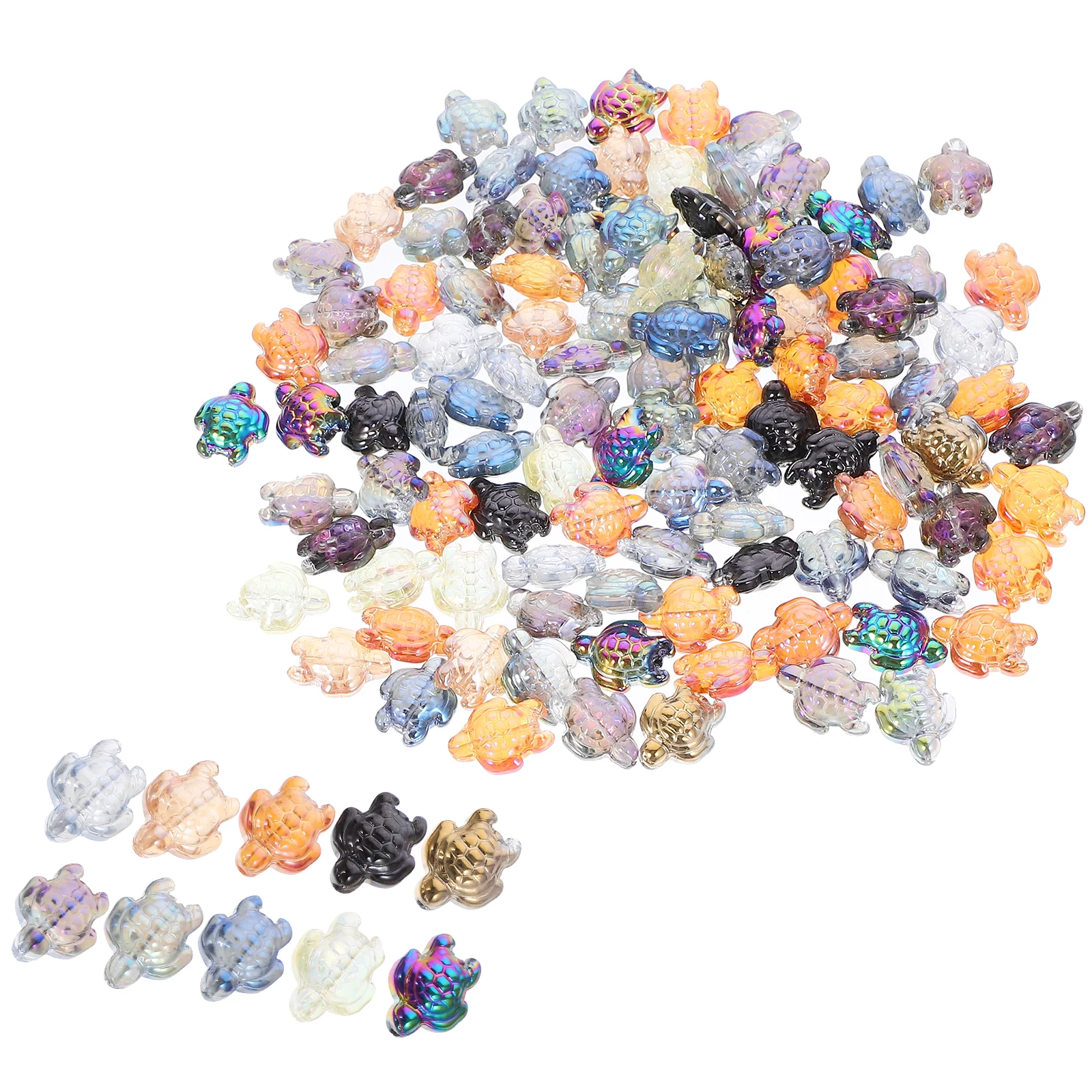 

120pcs Glass Turtle Diy Craft Charms Loose Spacer For Jewelry Making Necklace Bracelet Diy Accessories Turtle Spacer Beads Glass