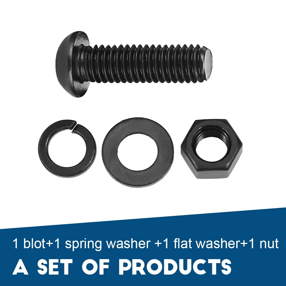 M2 m3 m4 m6 m8 m10 allen encanta conjunto de parafusos de cabeça de botão com porca de arruela preto aço carbono encanta kits de porcas de cabeça redonda