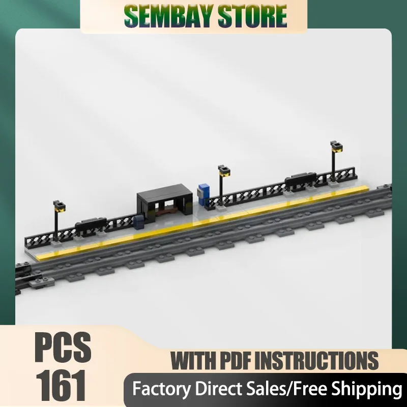 Boucle de piste de gare Moc, briques de construction, modèle de Train, blocs technologiques, ville, vue sur la rue, jouets d'assemblage de construction