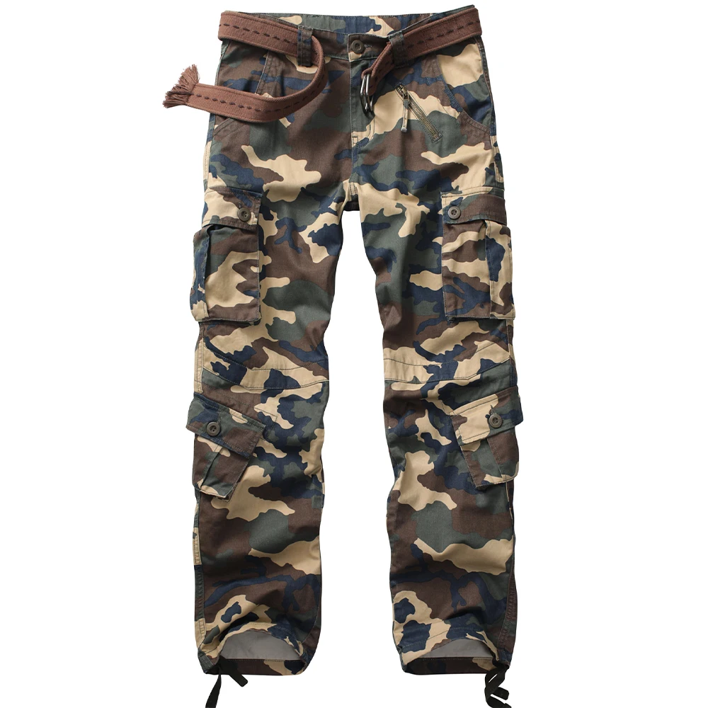 

AKARMY мужские походные брюки, повседневные брюки-карго для скалолазания, армейские камуфляжные брюки в стиле милитари, рабочие брюки, 8 карманов (без ремня)