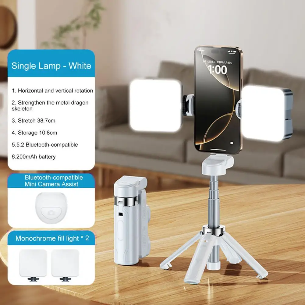 Adjustable Angle Selfie Stick 360 Degree Rotation Bluetooth Selfie Stick with Remote Control Height Adjustable Vlogs for Selfies