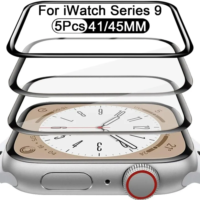 

Прозрачная защитная пленка HD для Apple Watch, защитная пленка 9 41/45 мм, изогнутая 3D пленка для Iwatch серии 9, аксессуары для часов