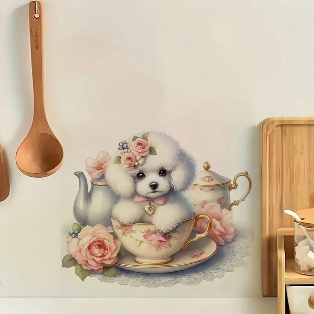 

Vinyl Decal of Dog in Teacup Stickers Waterproof Vinyl Material, Ideal for Toilet, Home , Refrigerator, Car, Window, Wall Decor