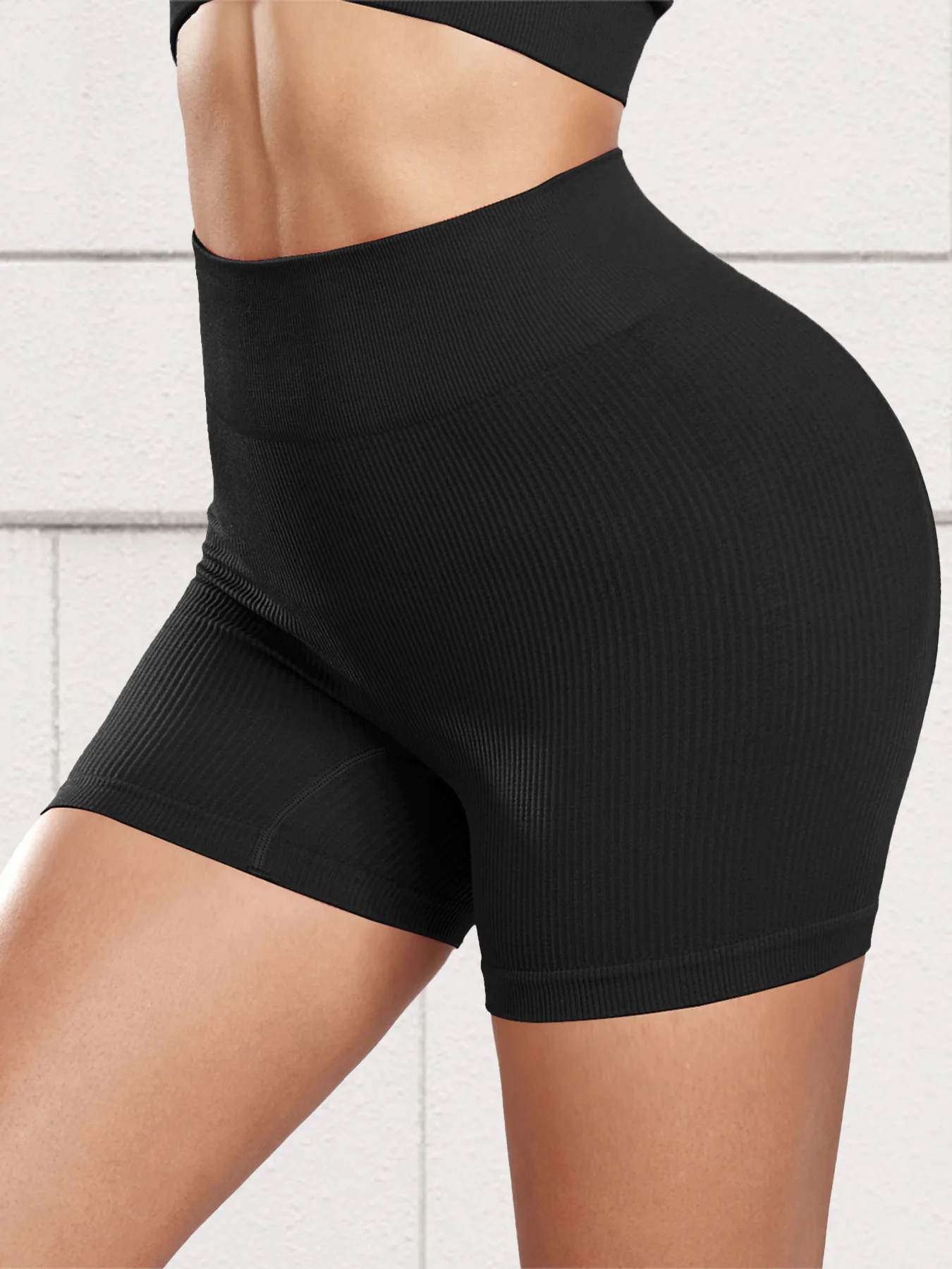 1/3 com nervuras sem costura mulher shorts de cintura alta levantamento de bunda treino collants elástico fino ciclismo shorts moda streetwear