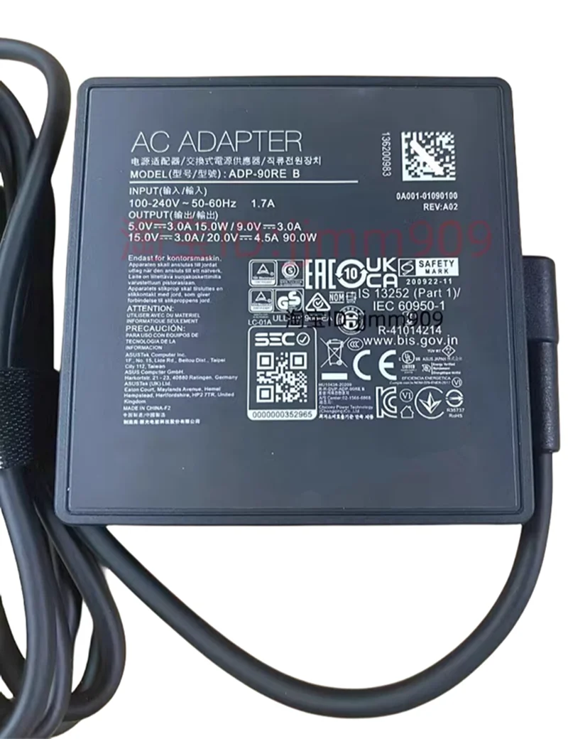 Replacement AC Adapter Charger For ASUS VivoBook Laptop Power Supply ADP-90RE B 20V 4.5A 90W  USB-C Type C