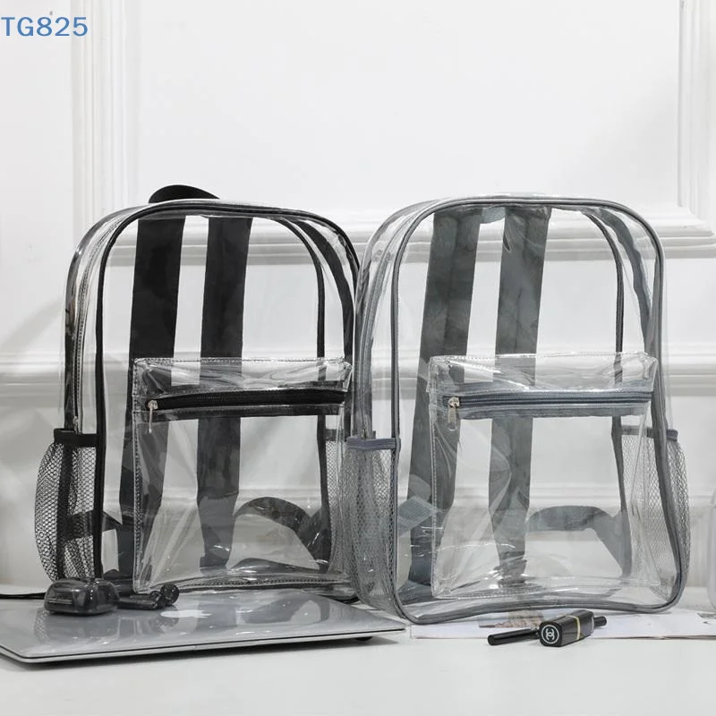 【AN】【AN】Transparent PVC Outdoor Sports Fitness Knapsack Casual Travel Visible Backpack Large Capacity Waterproof Shoulders Bag view 3