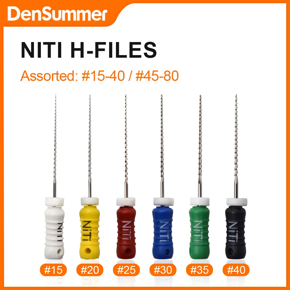 Densummer 3Boxs 6pcs/box Dental Hand Use H-Files 25mm NiTi Material Endodontic Root Canal File Dentistry Lab Instruments Tools