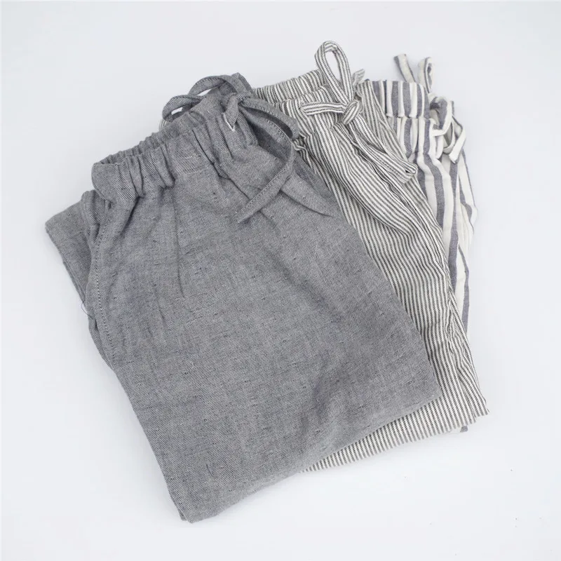 Pantalones de dormir de algodón 2024 para hombre, ropa de dormir informal a rayas, de talla grande, para primavera y otoño, 100%