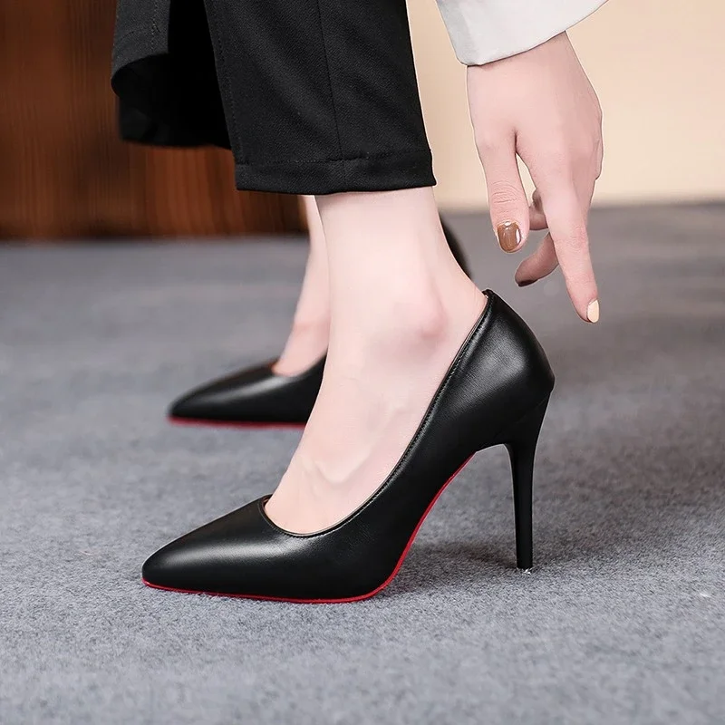 Black High Heels 34-43 Plus Size Women Shoes  Thin Stiletto Banquet Wedding Shoes Sexy Pointed Toe Ladies Party Shoes