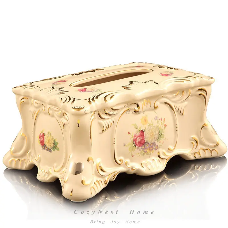 tissue box, ceramic creative home decoration, retro coffee table, living room pumping carton
