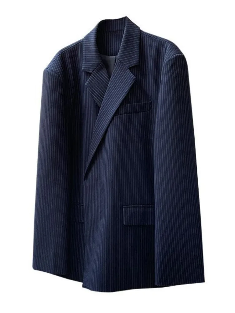 Yermora-女性用ストライプデザインスーツ,ノッチブレザー,シングルボタン,ベーシックジャケット,長袖,ゆったりとした服,新しい春のコレクション2022