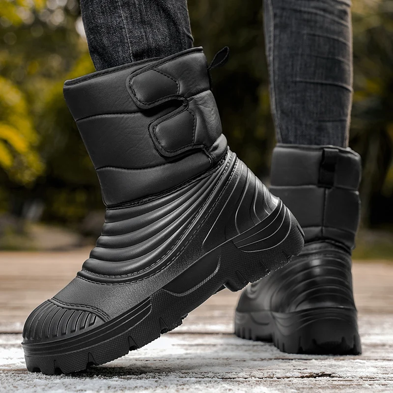 New men's winter snow boots thickened waterproof windproof warm boots comfortable outdoor mountaineering men's boots plus size view 3