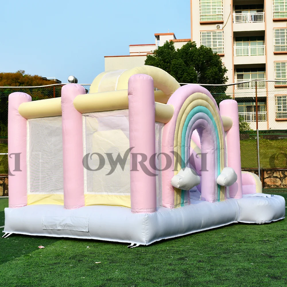 Inflatable Rainbow Bounce Houses With Slide Bounce Castle Jumper Bouncy Castle Wedding Tent for Party Backyard