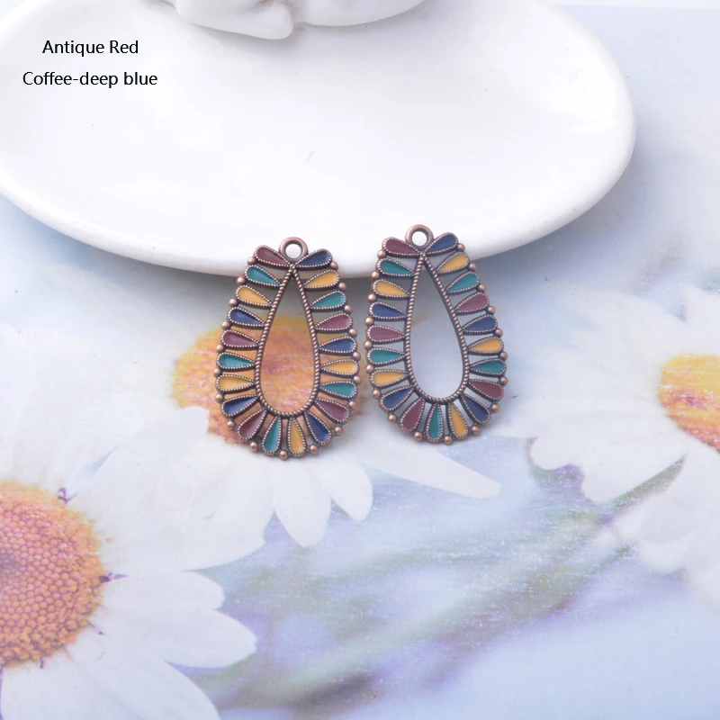 10 Stück Emaille-Wassertropfen-Anhänger aus Legierung, bunt, antikes Silber und Bronze, Anhänger für DIY-Schmuck- und Ohrringherstellung – Detail 5